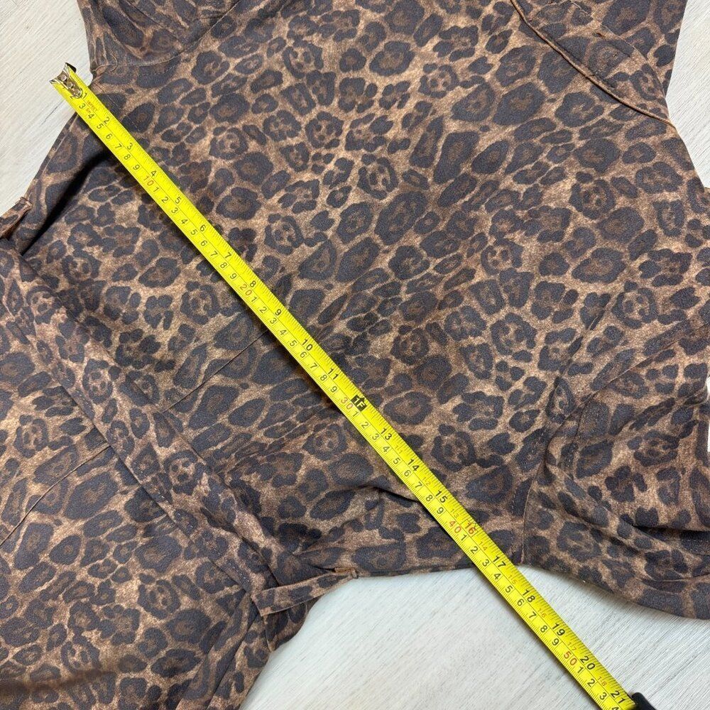 Catherine Malandrino Faux Suede Trench Coat Womens XS Brown Leopard Print - Picture 10 of 10
